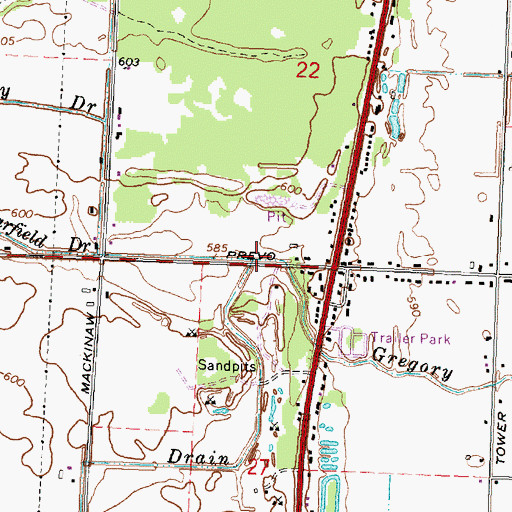 Topographic Map of Lambert Drain, MI