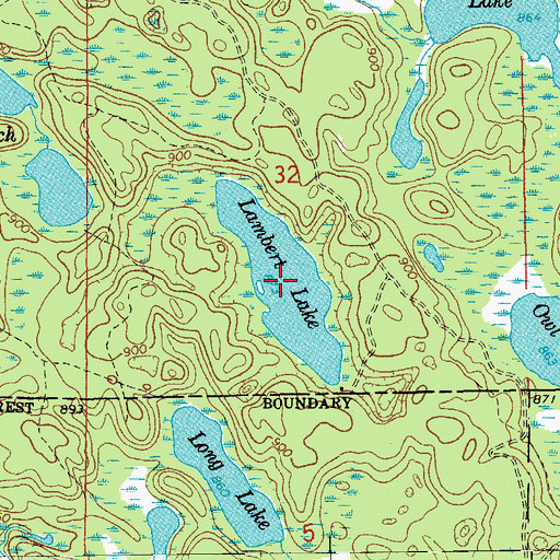 Topographic Map of Lambert Lake, MI