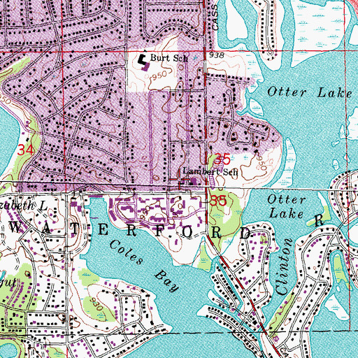 Topographic Map of Lambert School, MI