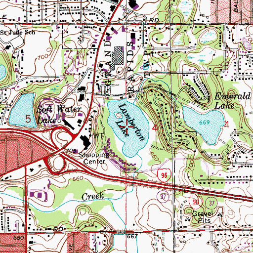 Topographic Map of Lamberton Lake, MI