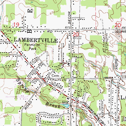 Topographic Map of Lambertville, MI