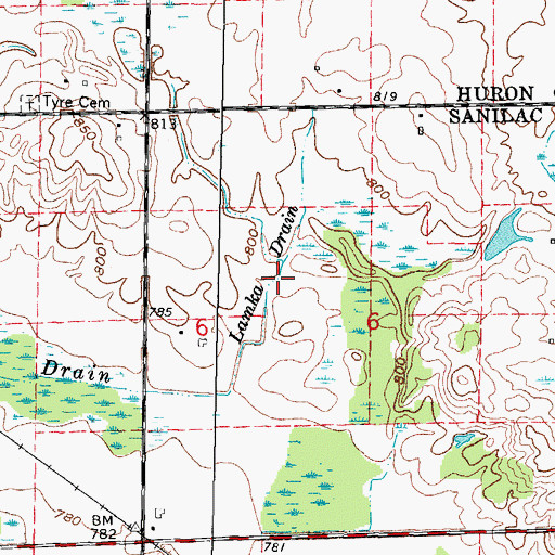Topographic Map of Lamka Drain, MI