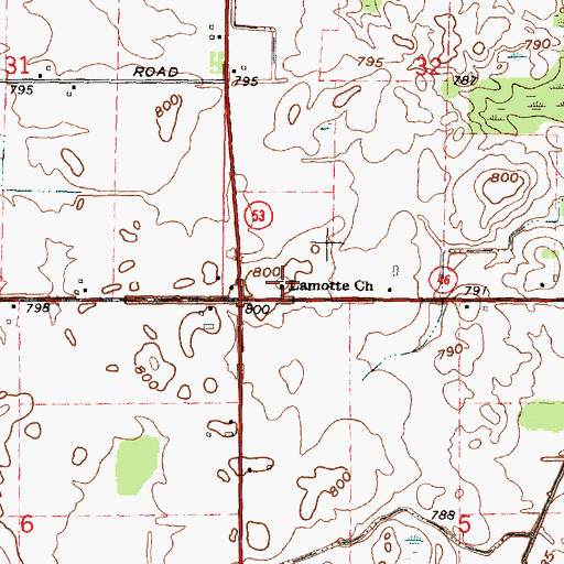 Topographic Map of Lamotte Church, MI