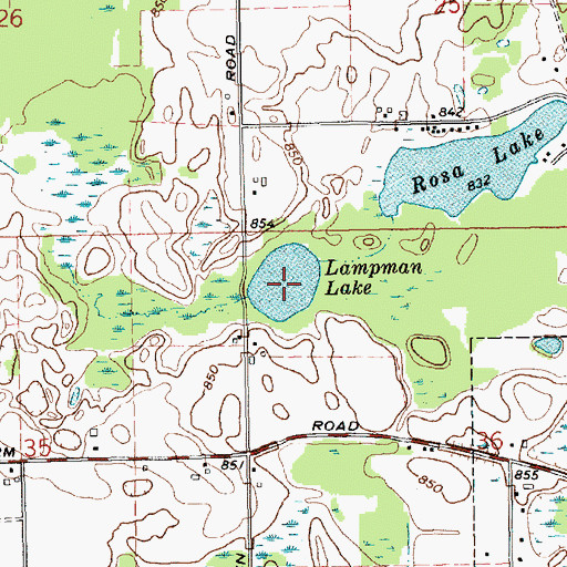 Topographic Map of Lampman Lake, MI