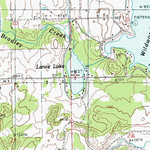 Topographic Map of Lance Lake, MI