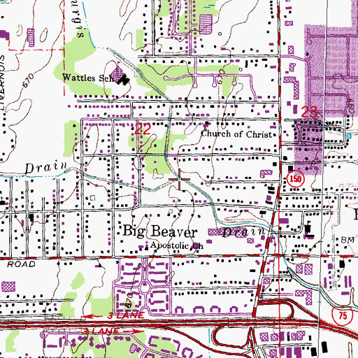 Topographic Map of Lane Drain, MI