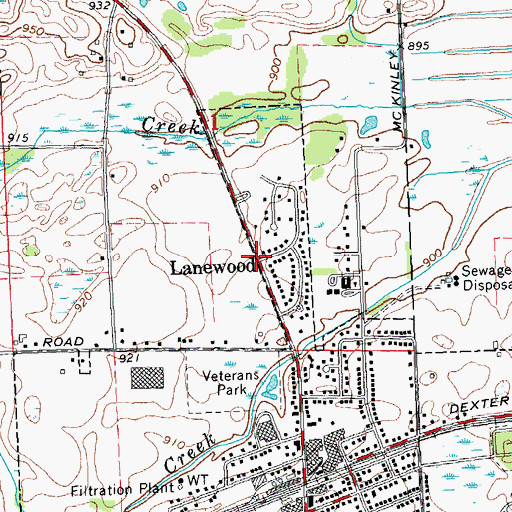 Topographic Map of Lanewood, MI
