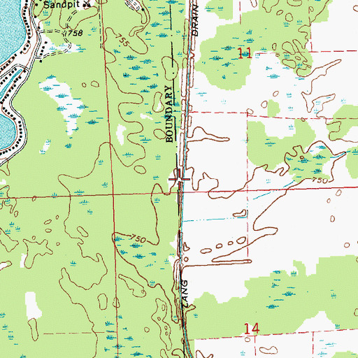 Topographic Map of Lang Drain, MI