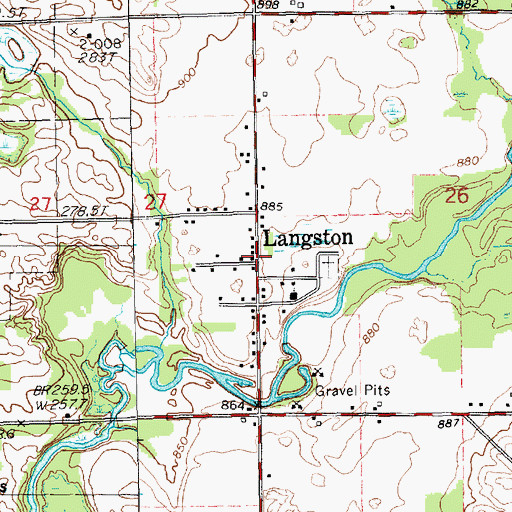 Topographic Map of Langston, MI