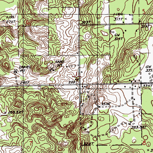 Topographic Map of Lannin School, MI