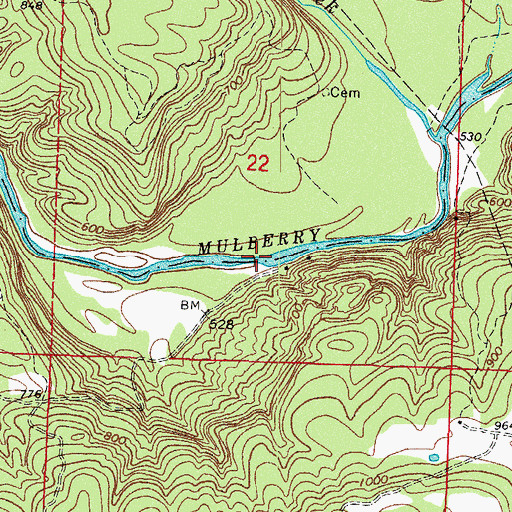 Topographic Map of Kings Ford, AR