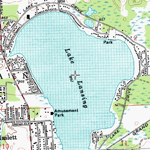 Topographic Map of Lake Lansing, MI
