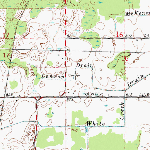 Topographic Map of Lanway Drain, MI