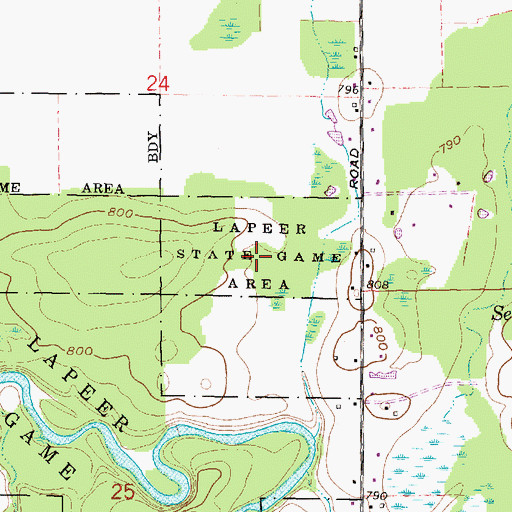 Topographic Map of Lapeer State Game Area, MI