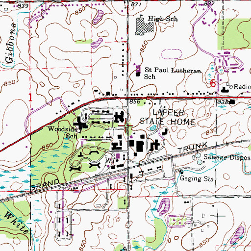 Topographic Map of Lapeer State Home, MI