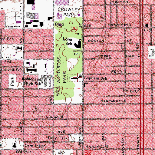 Topographic Map of Lapham School, MI