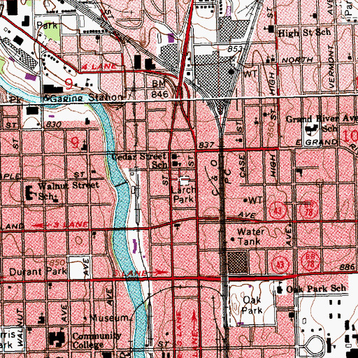 Topographic Map of Larch Park, MI