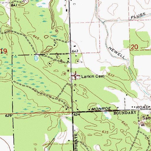 Topographic Map of Larkin Cemetery, MI