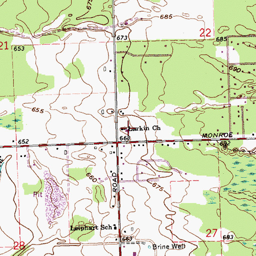 Topographic Map of Larkin Church, MI