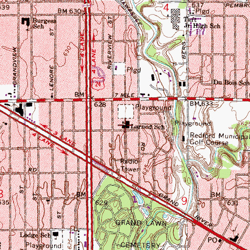 Topographic Map of Larned School, MI