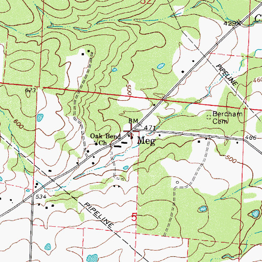 Topographic Map of Meg, AR