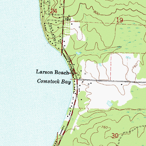 Topographic Map of Larson Beach, MI