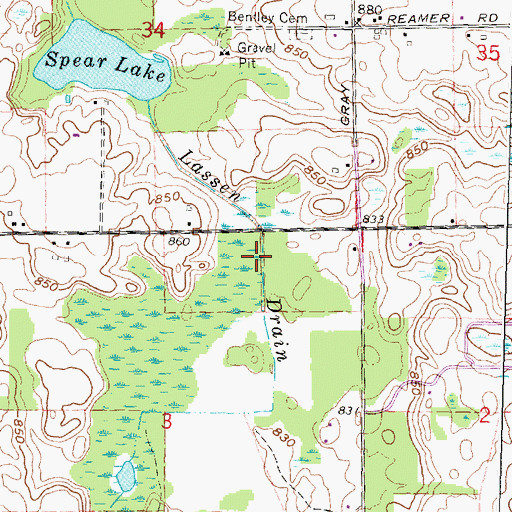 Topographic Map of Lassen Drain, MI