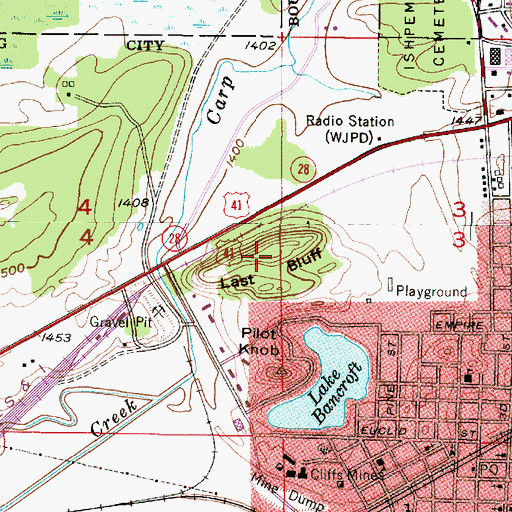 Topographic Map of Last Bluff, MI