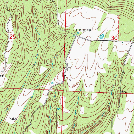 Topographic Map of Middle Ridge School (historical), AR