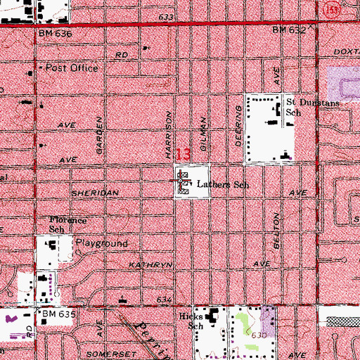 Topographic Map of Lathers School, MI