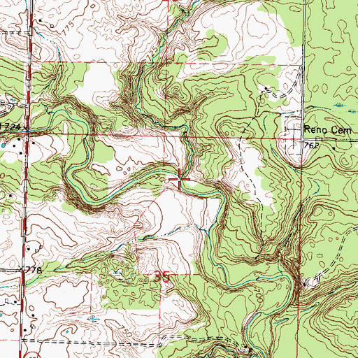 Topographic Map of Latter Creek, MI
