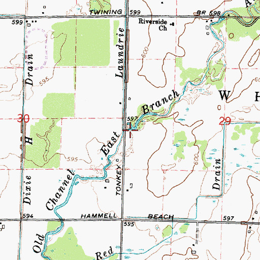 Topographic Map of Laundrie Drain, MI