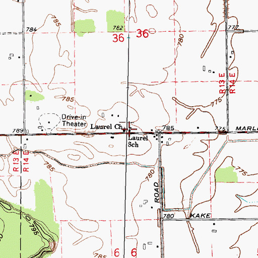 Topographic Map of Laurel School, MI