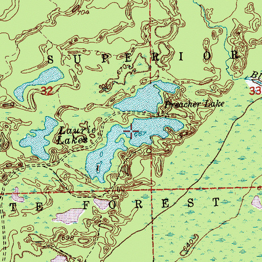 Topographic Map of Laurie Lakes, MI