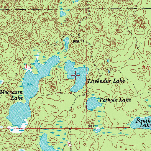 Topographic Map of Lavender Lake, MI