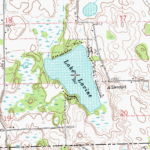 Topographic Map of Lake Lavine, MI