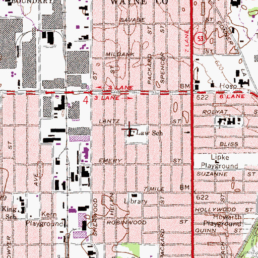 Topographic Map of Law School, MI