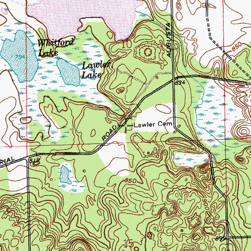Topographic Map of Lawler Cemetery, MI