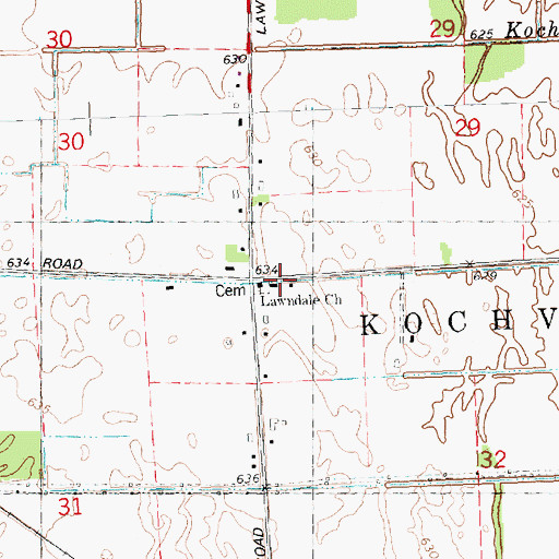 Topographic Map of Lawndale Church, MI