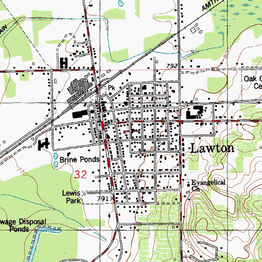 Topographic Map of Lawton, MI
