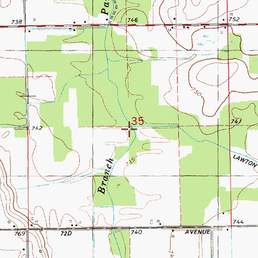 Topographic Map of Lawton Drain, MI