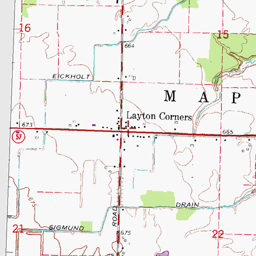 Topographic Map of Layton Corners, MI