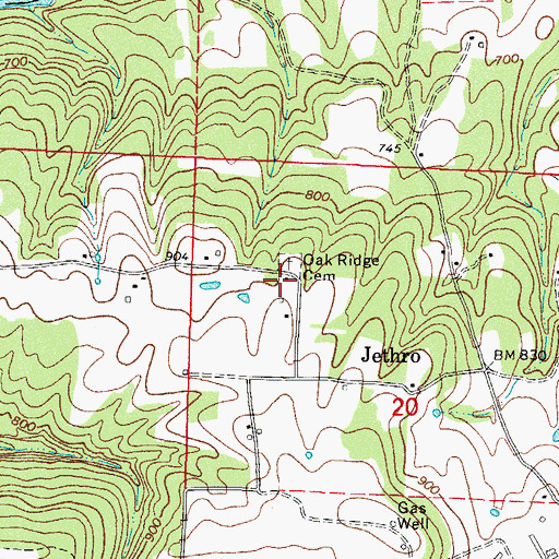 Topographic Map of Oak Ridge School (historical), AR