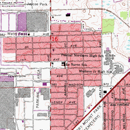 Topographic Map of Le Baron School, MI