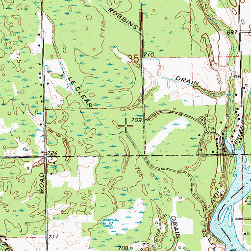 Topographic Map of Le Clear Drain, MI