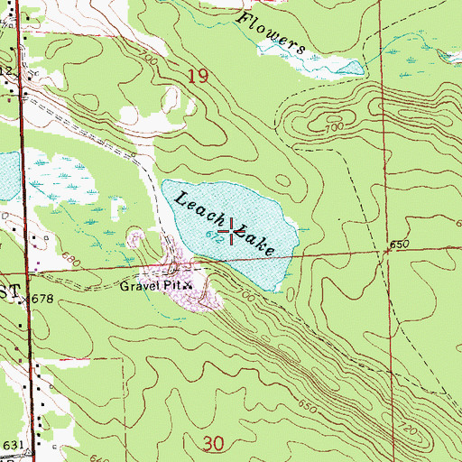 Topographic Map of Leach Lake, MI