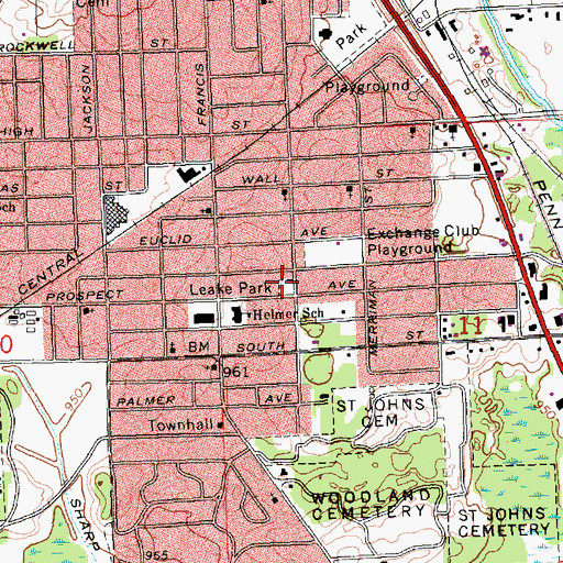 Topographic Map of Leake Park, MI