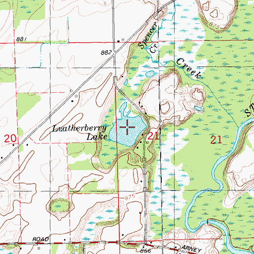 Topographic Map of Leatherberry Lake, MI