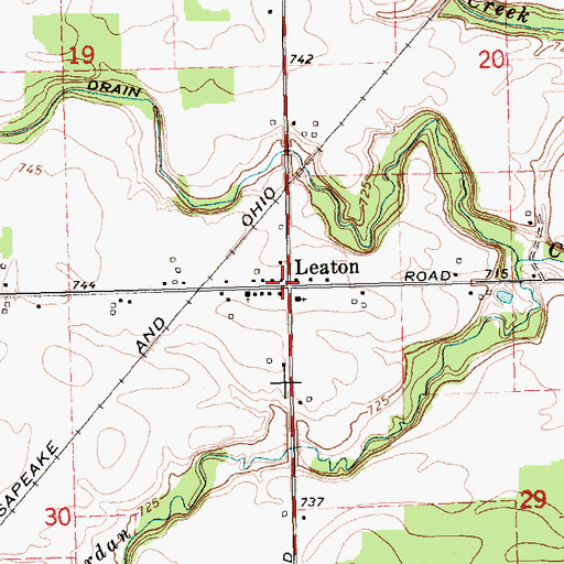 Topographic Map of Leaton, MI