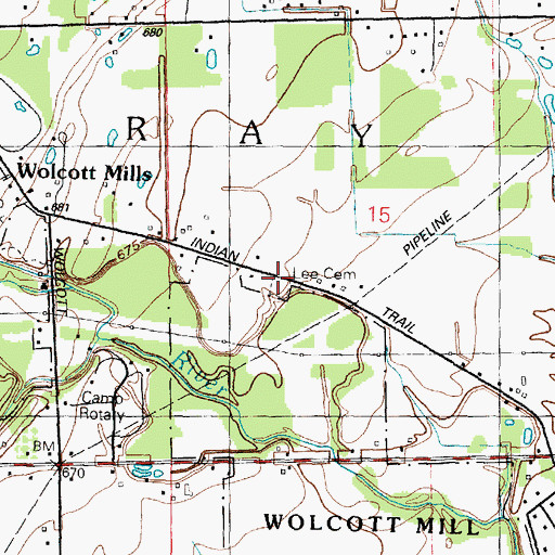 Topographic Map of Lee Cemetery, MI